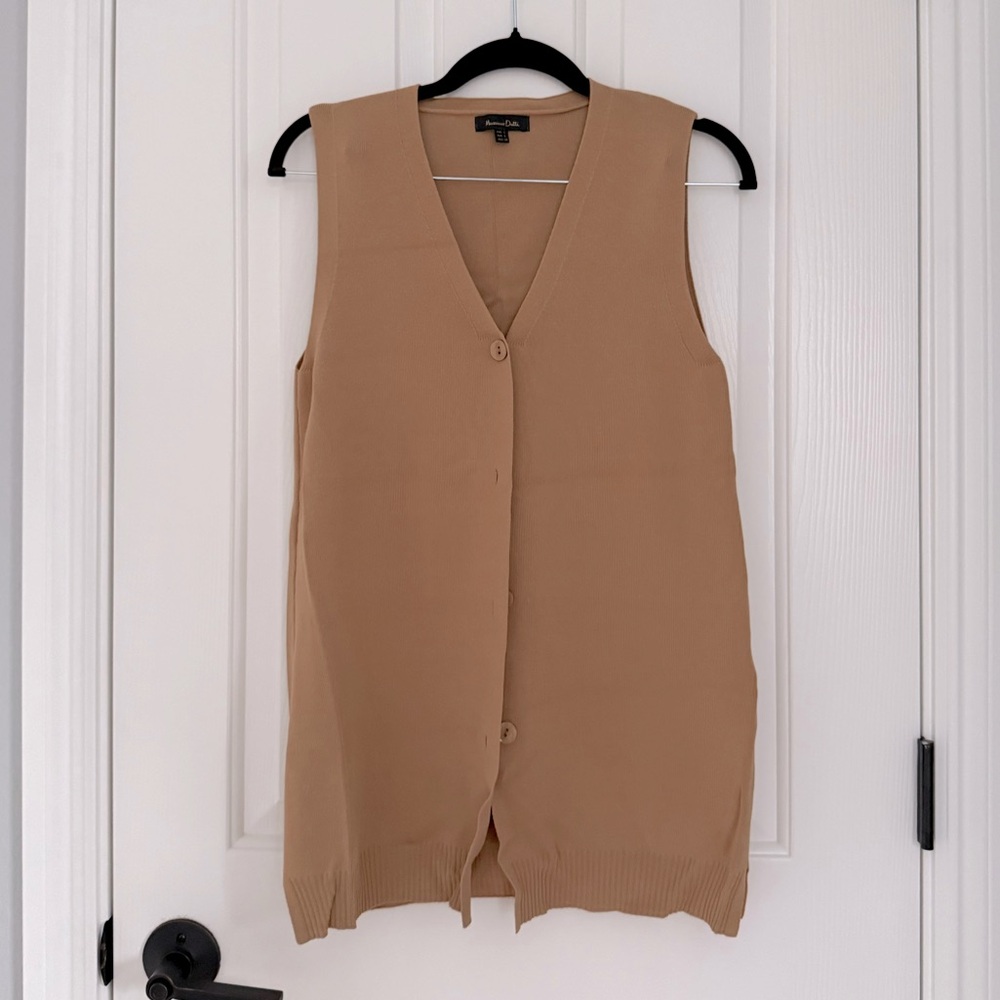 Massimo Dutti Camel Button Up Sweater Vest